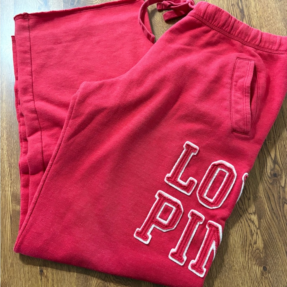 Vintage Victoria’s Secret “PINK” Wide-Leg RED Boyfriend Style Sweatpants Small - Picture 4 of 10